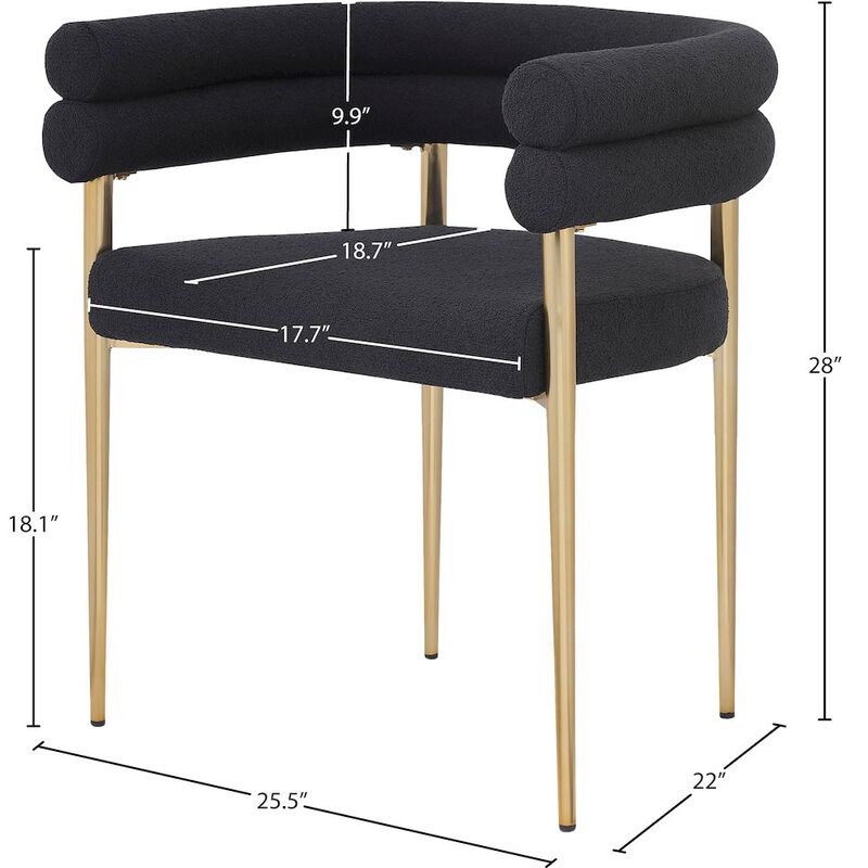 Meridian Furniture Brielle Black Boucle Fabric Dining Chair, Set of 2