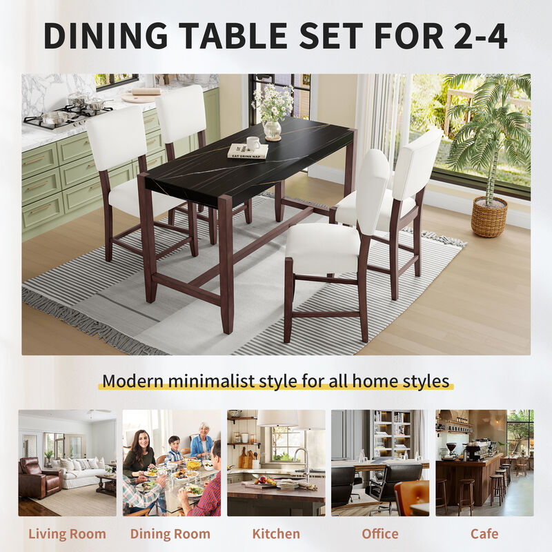 Merax Mid-Century Modern 5-Piece Bar Height Dining Set