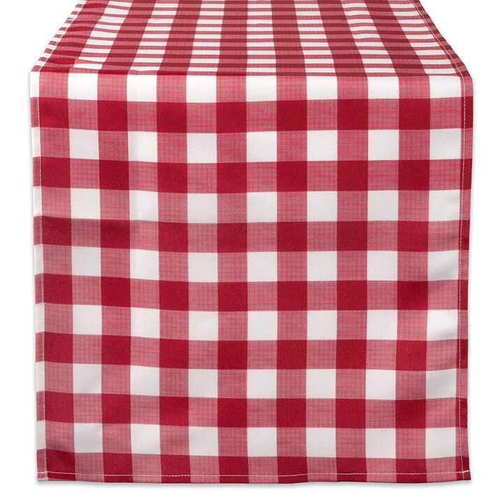 108" Red and White Checkered Rectangular Outdoor Table Runner