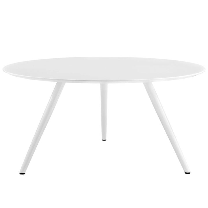 Modway Lippa 60" Mid-Century Modern Dining Table with Round White Top and Tripod Base in White
