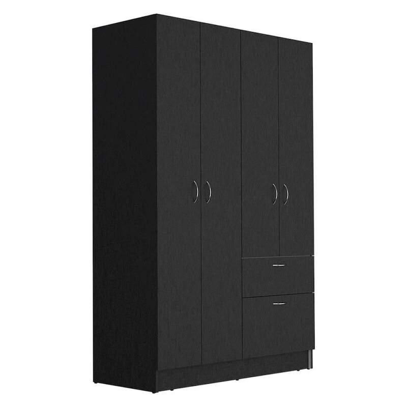 Vaupes Armoire, Double Door Cabinet, One Drawer, Five Interior Shelves, Rod -Black / White image number 2