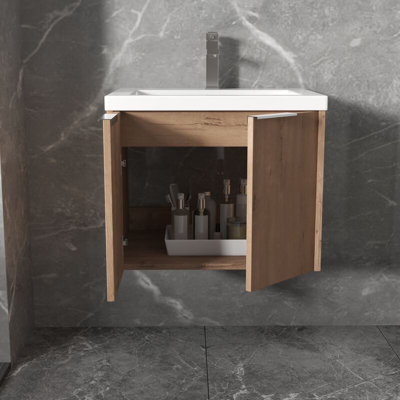 ELEMENT ACE Floating Bathroom Vanity with Single Resin Sink and Soft Close Doors image number 5
