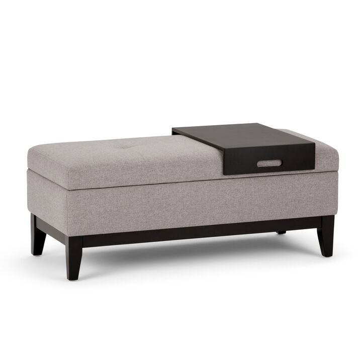 Simpli Home Oregon Storage Ottoman Bench with Tray