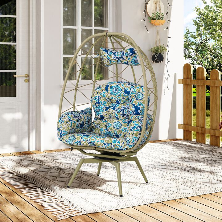 Hivvago Wicker Patio Egg Chair with Thick Cushions