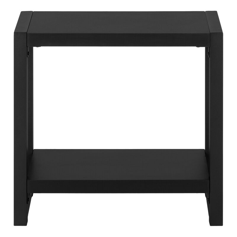 Monarch Specialties I 2081 Accent Table, Side, End, Narrow, Small, 2 Tier, Living Room, Bedroom, Metal, Laminate, Black, Contemporary, Modern