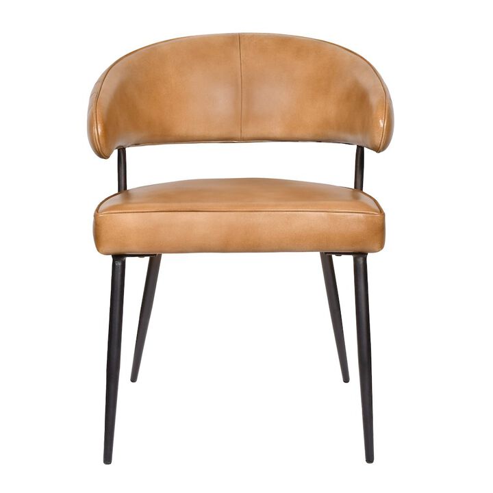 Barrett Genuine Leather Side Chair in Caramel 2-Piece Set