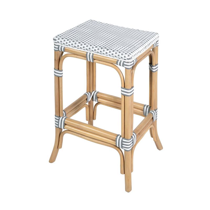 Butler Specialty Laguna 24.5 in. Seat Height Rattan Counter Stool, Gray and White image number 0