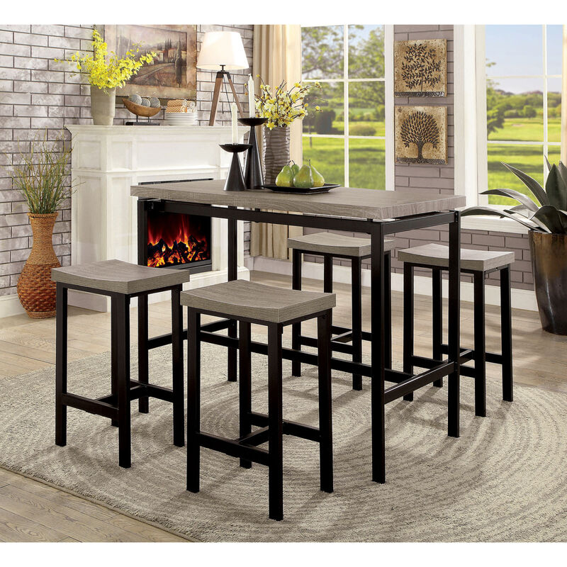 Streamdale 5 Piece Two Tone Counter Height Dining Table Set image number 1