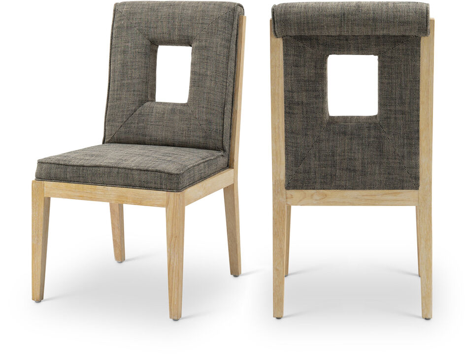 Meridian Furniture Gwendolyn Grey Linen Textured Fabric Dining Side Chair, Set of 2