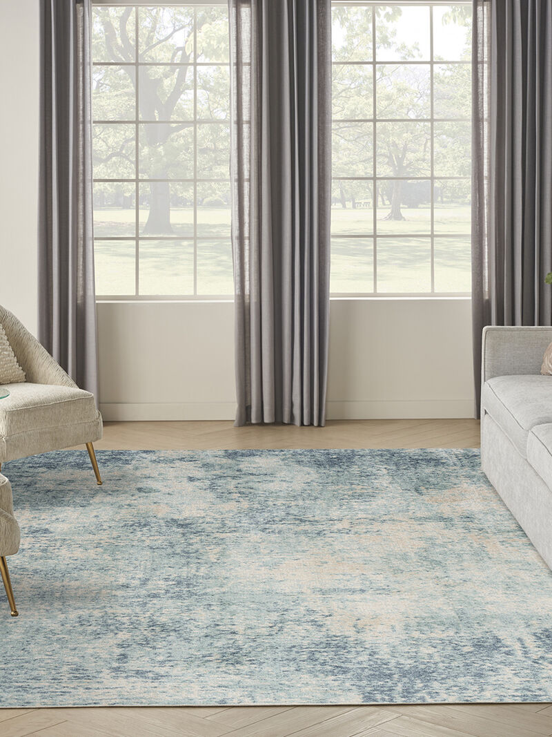 Astra Machine Washable ASW07 Blue/Ivory 9' x 12' Rug