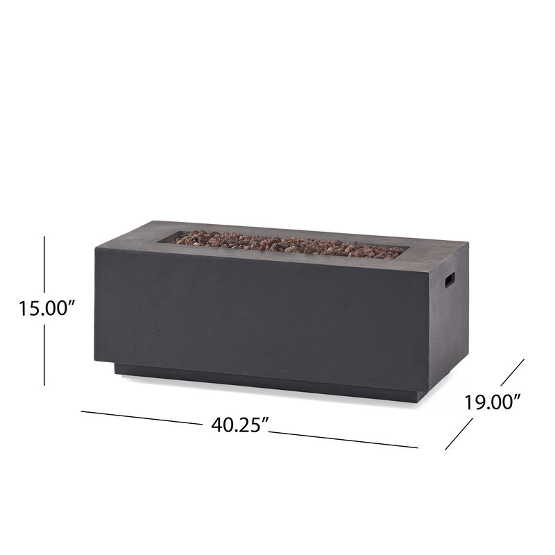 Christopher Knight Home Aidan Outdoor 40,000 BTU Lightweight Concrete Rectangular Fire Pit Table image number 2