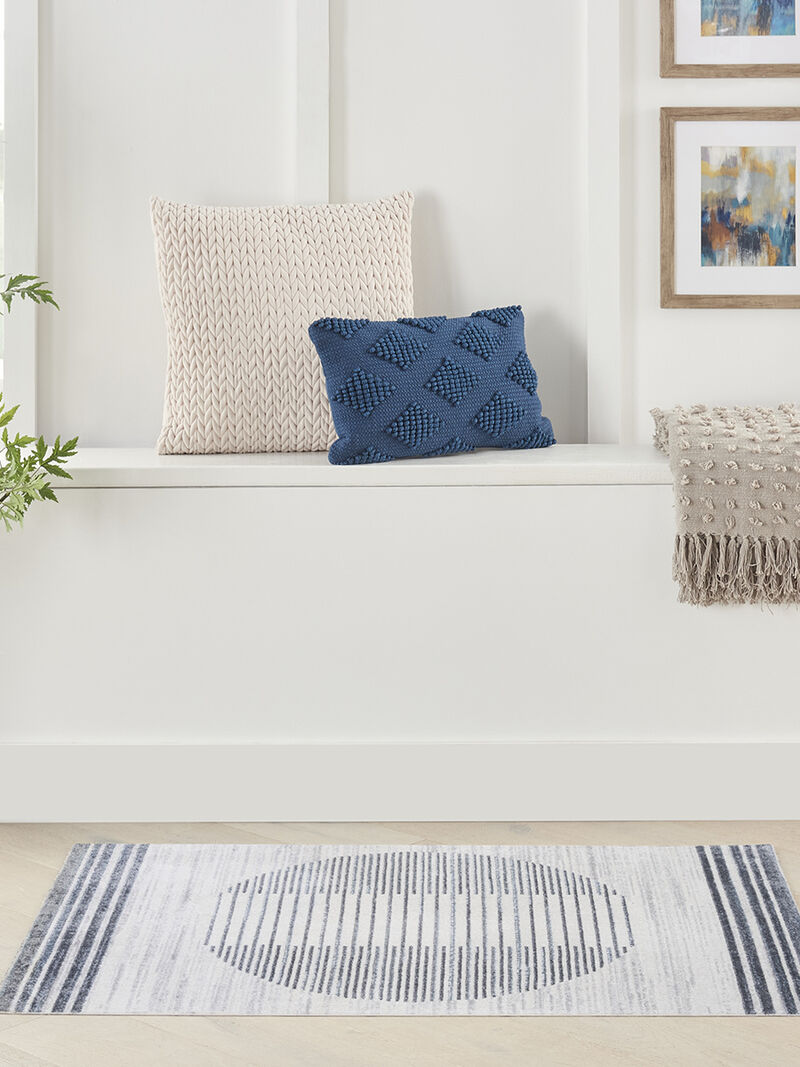 Astra Machine Washable ASW05 Ivory/Blue 3'3" x 5' Rug