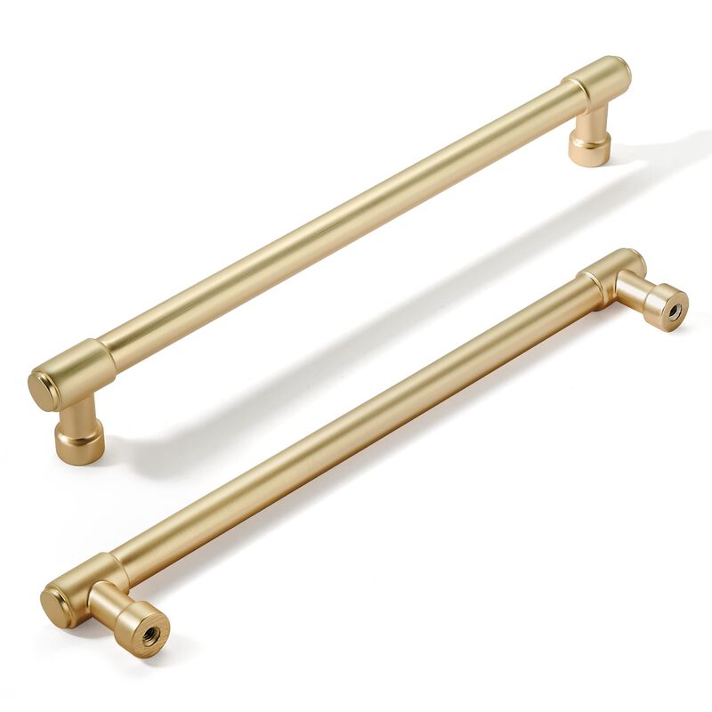khtumeware 10 Pack Brushed Brass Cabinet Pulls 8 Inch(203mm) Hole Center Gold Drawer Pulls Cabinet Hardware Kitchen Cabinet Hand
