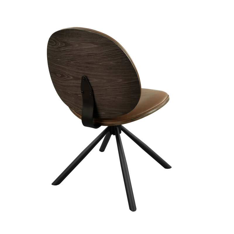 HomeRoots Brown and Black Faux Leather And Metal Dining Side Chair