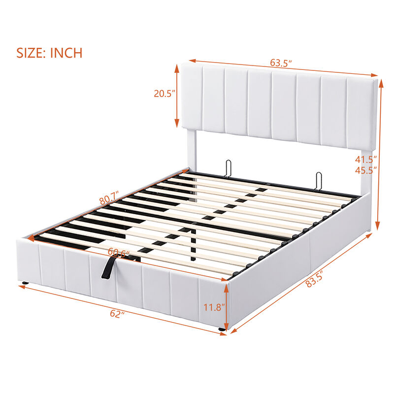 Whisen Modern Style Queen Size Upholstered Platform Bed with Hydraulic Storage System