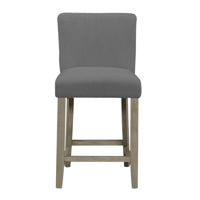 Glamour Home Set of 2 Aleco Gray Fabric Counter Stool with Metal Nail Head Accents