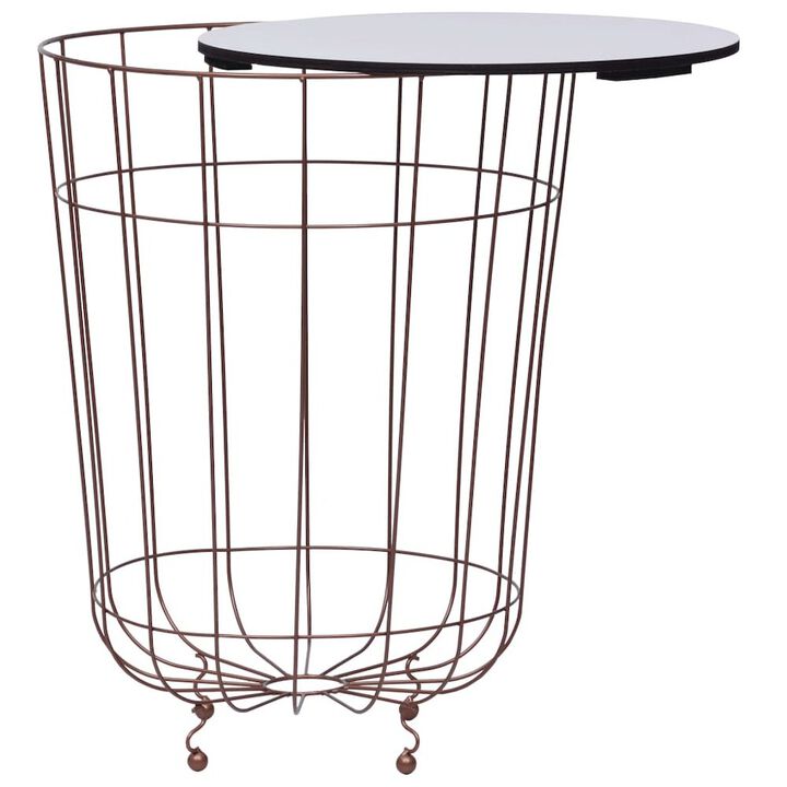 Coffee Table Gold, White Metal, MDF 15.7 in across