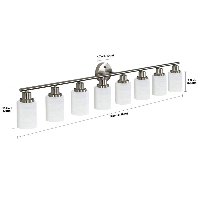 ELEMENT ACE 52 Inch 8-Light Vanity Wall Sconce Hardwired Wall Mounted Lighting Fixture with Frosted Glass Shades for Bathroom Hallway Dressing Room Use image number 2