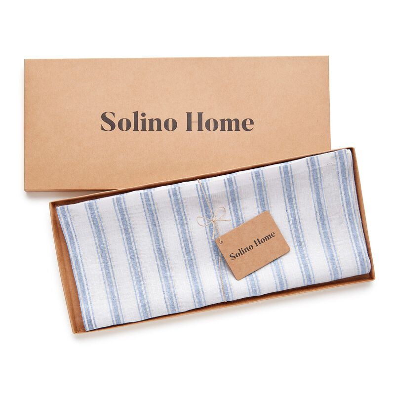 Linen Table Runner - Capri Ticking Stripe
