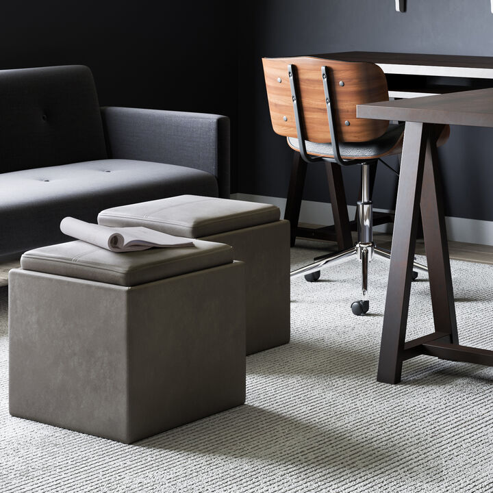 Simpli Home Rockwood Cube Storage Ottoman with Tray