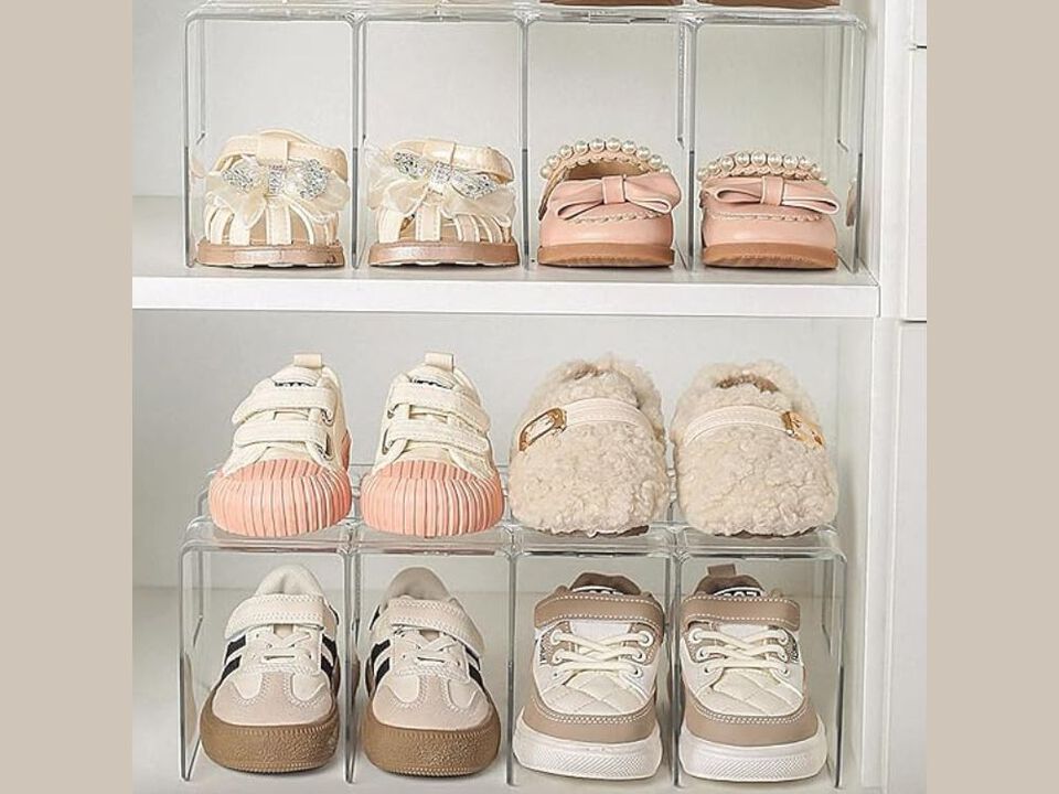 Shoe Organizer Adjustable Shelves Closet Storage Clear Kids