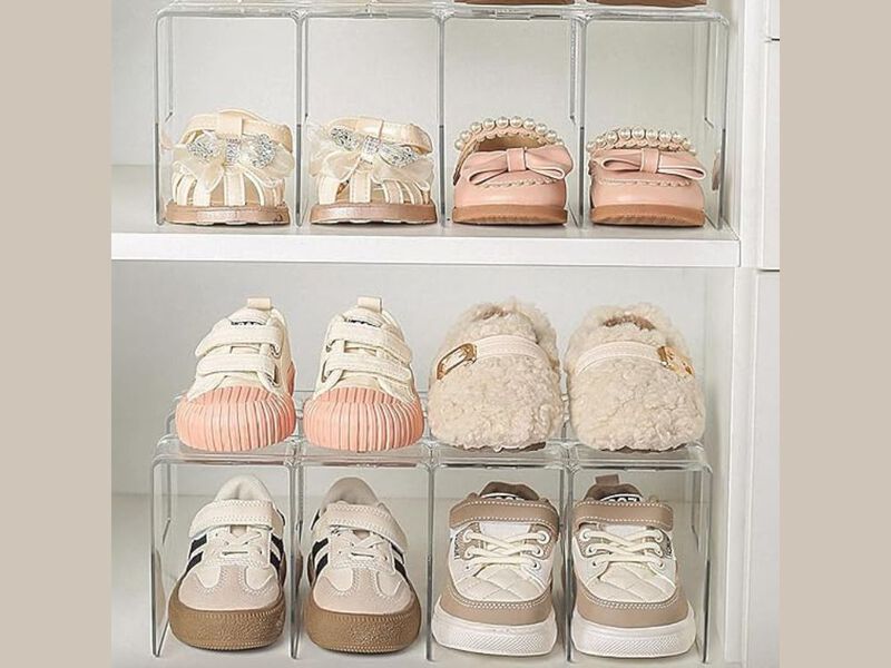 Shoe Organizer Adjustable Shelves Closet Storage Clear Kids image number 1