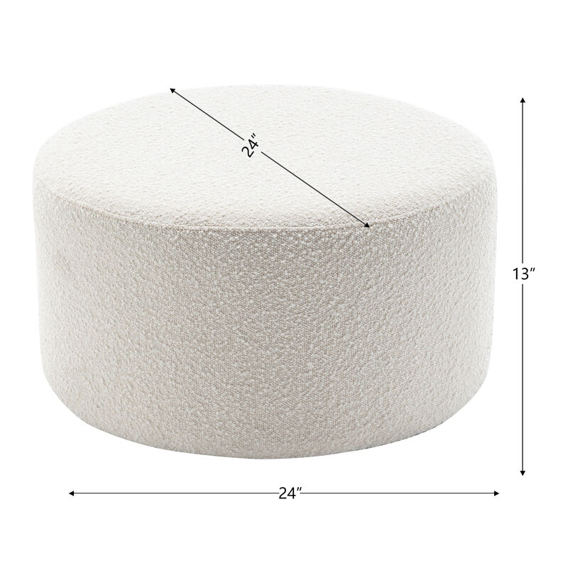 Elof 24in Wide Round Ottoman Footrest