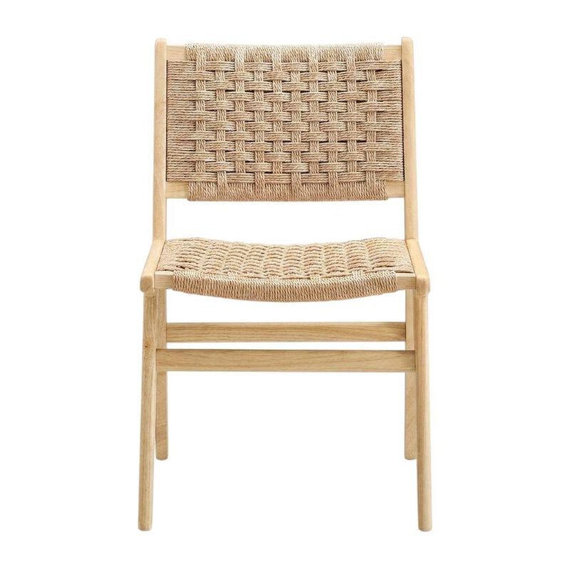 Woven Rope Wood Dining Side Chairs, Walnutt Black, Set of 2 image number 0
