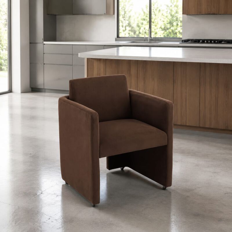 GOODSILO Modern Barrel Upholstered Dining Armchair Comfy Linen Fabric Accent Chair for Living Room, Home Office Reception Use image number 3
