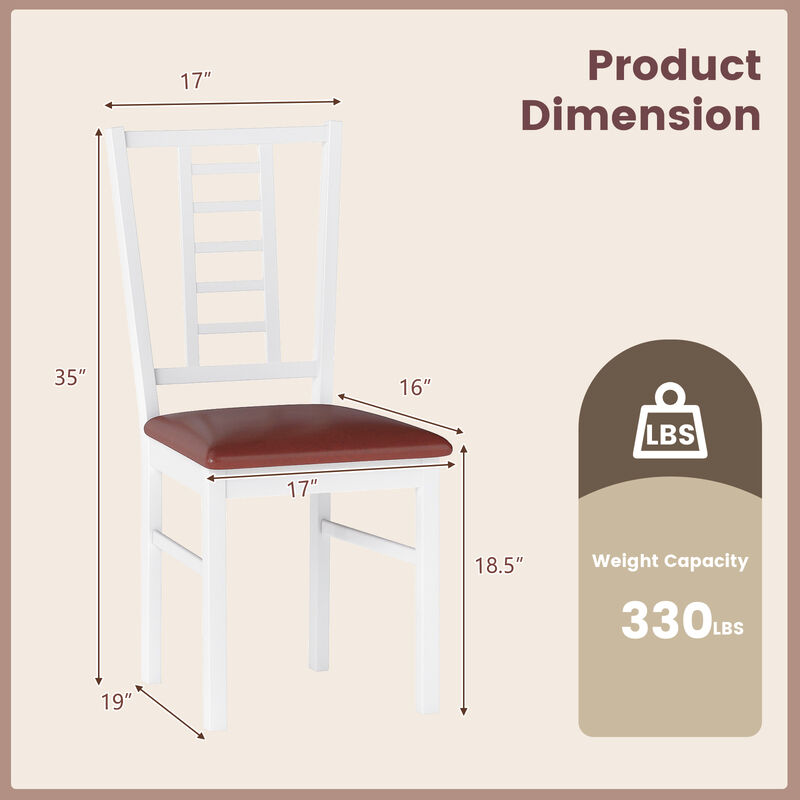 4 Piece Upholstered Dining Chair Set with PU Leather and Wood Frame image number 2