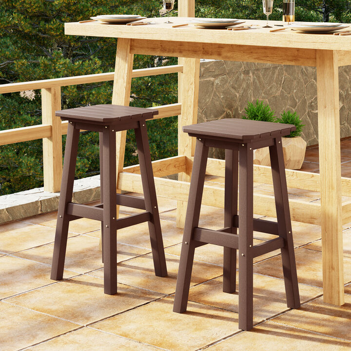 WestinTrends 29" HDPE Outdoor Patio Square Bar Stools (Set of 2)