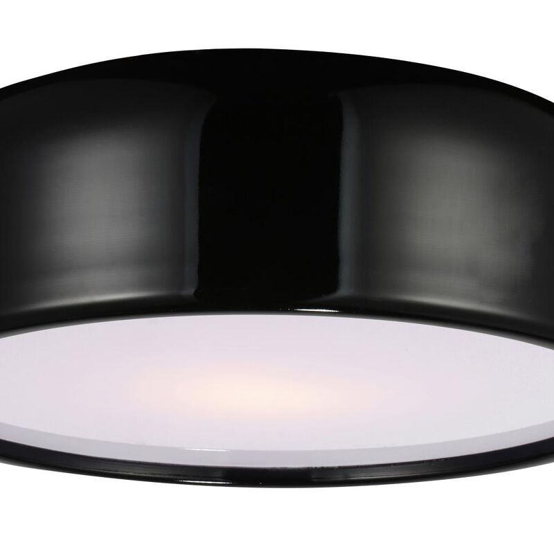 Campton 3 Light Drum Shade Flush Mount With Black Finish