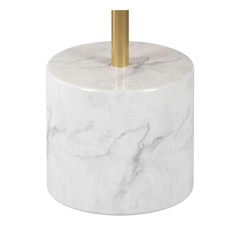 HomeRoots 17" Gold And White Steel And Stone Round Coffee Table