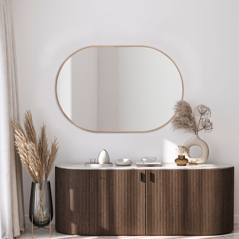 Milly Medium Oval Metal Framed Wall Mirror
