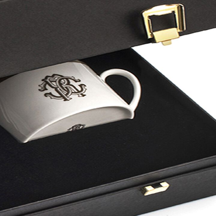 Tea Cup & Saucer SILK Set of 2 in Luxury Box Gold diam. 3.3", H 2.3", cap. 7.5 oz, Saucer diam. 6"