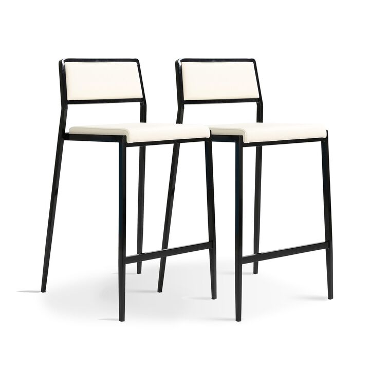 Gale Black Performance Vegan Leather Stackable Stool - Set of 2