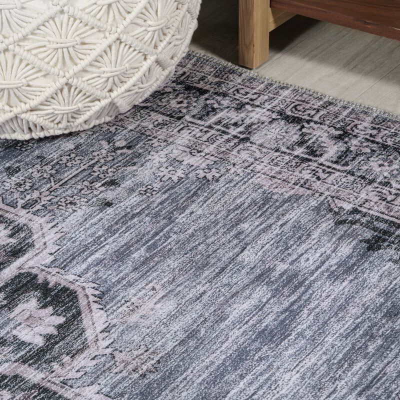 Wincer Chenille Cottage Medallion Machine-Washable Area Rug