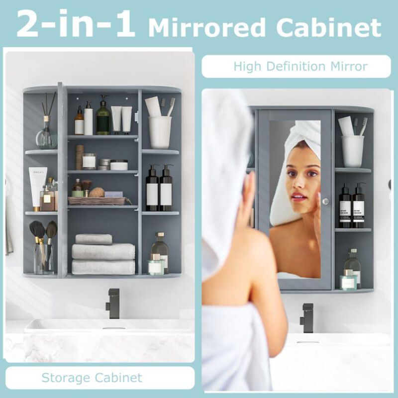 Hivvago Bathroom Wall Medicine Cabinet with Mirror Door Removable and Adjustable Shelves