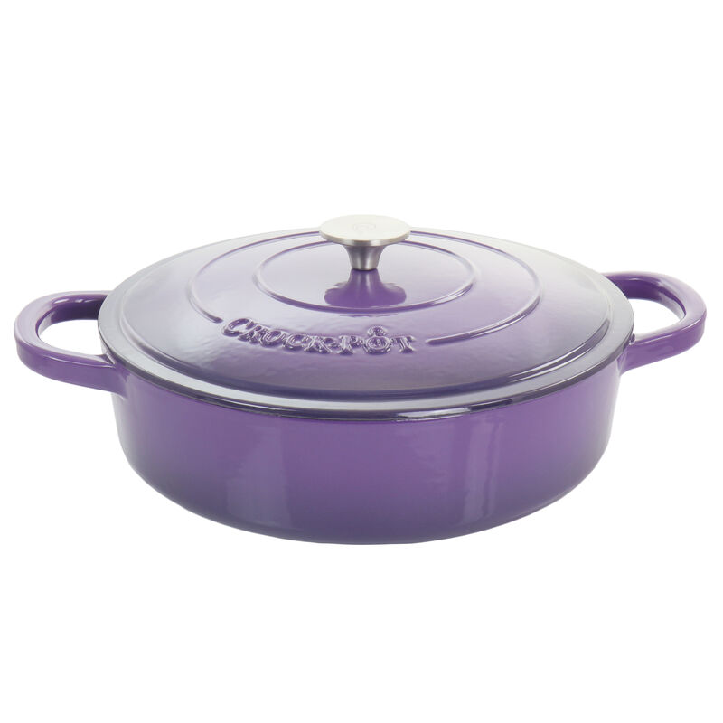 Crock-Pot Artisan 2 Piece 5 Quart Enameled Cast Iron Braiser with Lid in Lavender