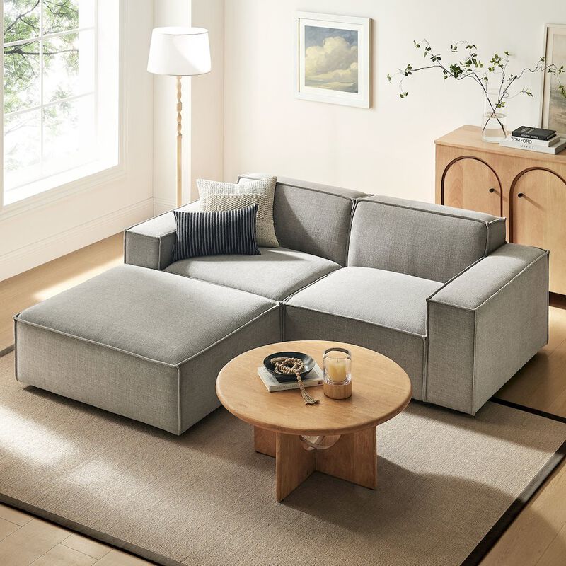 Restore 3-Piece Performance Fabric Upholstered Modular Loveseat with Ottoman image number 9