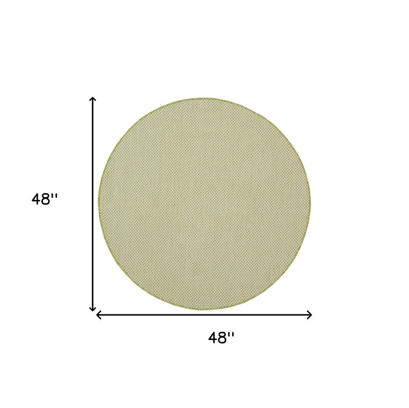 HomeRoots 4' Ivory And Green Round Geometric Indoor Outdoor Area Rug image number 6