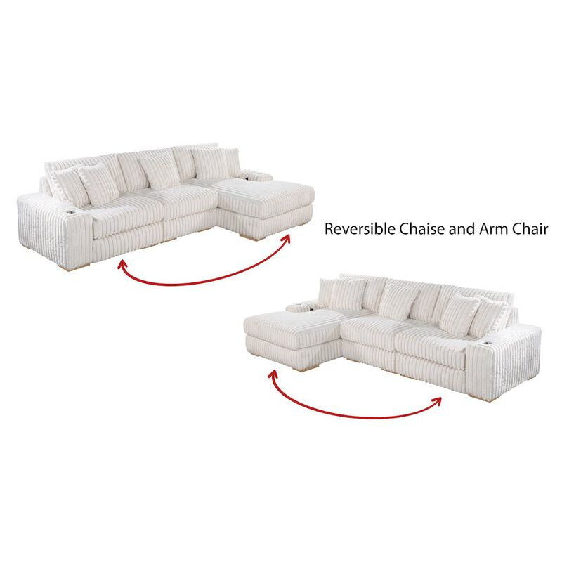 Best Quality Furniture 3 piece Dark grey reversible sectional with cupholders and USB ports