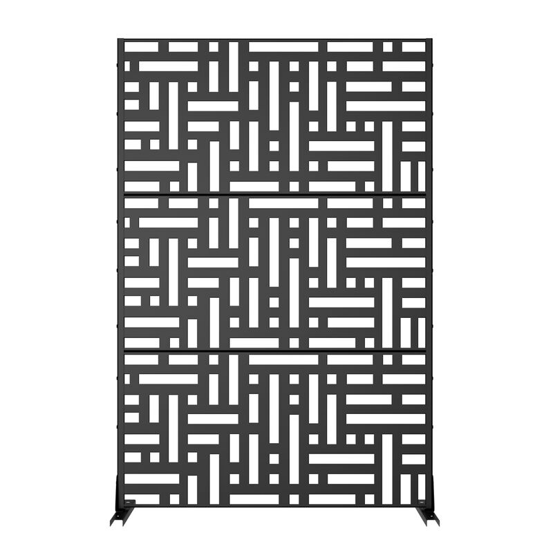 72"x47" Metal Outdoor Privacy Screen, Freestanding Outdoor Divider Privacy Fence