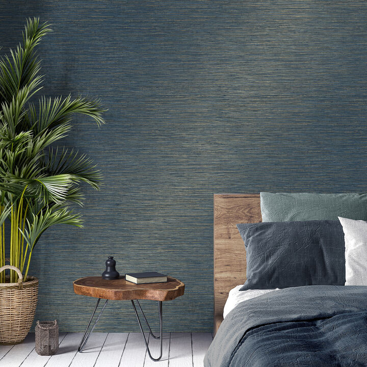 Fusion Navy Plain Wallpaper