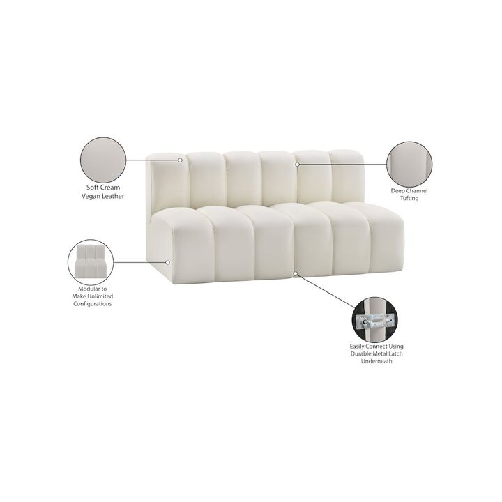Meridian Furniture Arc Cream Vegan Leather Modular Sofa
