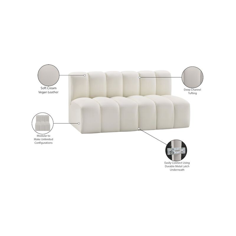 Meridian Furniture Arc Cream Vegan Leather Modular Sofa
