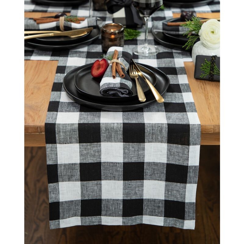 Christmas Linen Table Runner - Buffalo Check, Solino Home