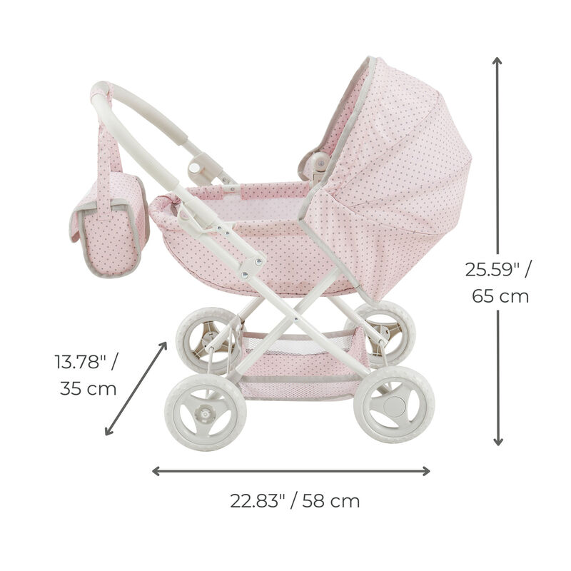 Olivia's Little World Polka Dot Princess Baby Doll Pram Stroller, Pink image number 6
