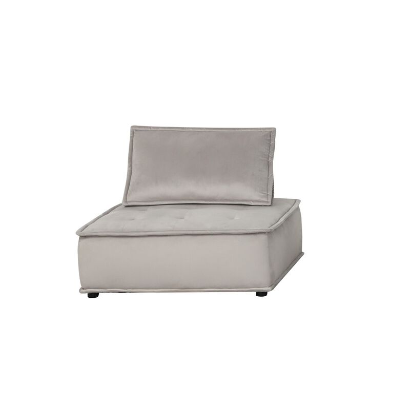 Anna Light Gray Velvet Armless Lounge Chair