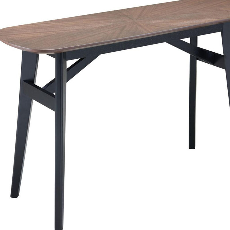 HomeRoots 48" Espresso and Black Solid Wood Oval Console Table image number 5